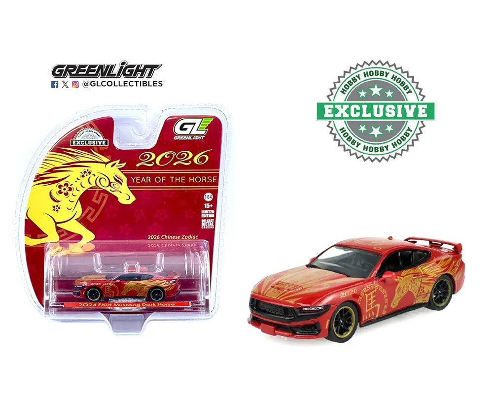 Greenlight 1/64 2024 Ford Mustang Dark Horse Chinese Zodiac - 2026 Year of the Horse
