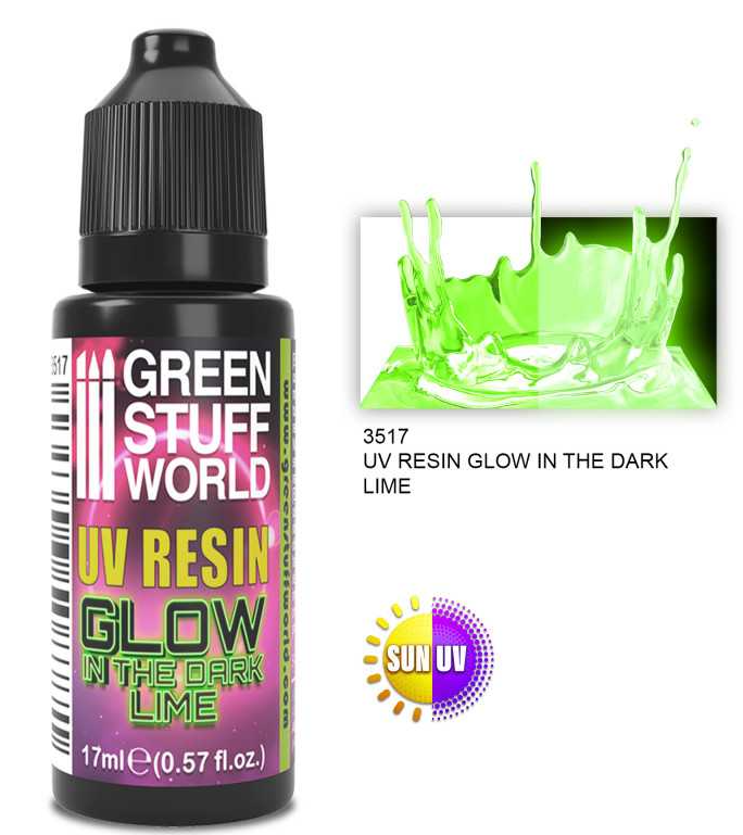 Green Stuff World UV RESIN 17ml (Glow in the Dark) LIME GREEN - Hobbytech Toys