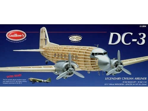 Guillows Douglas DC - 3 Balsa Plane Model Kit - Hobbytech Toys