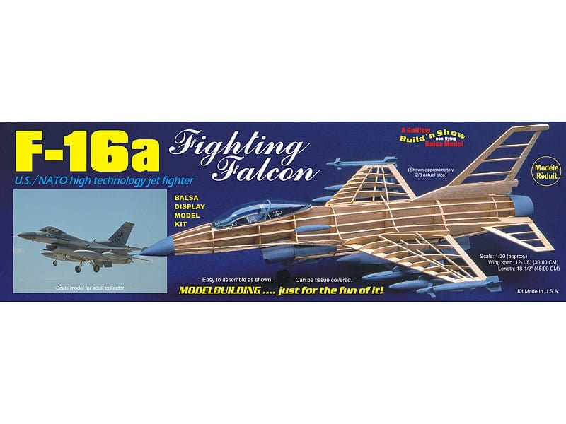Guillows F - 16 Fighting Falcon Balsa Plane Model Kit - Hobbytech Toys