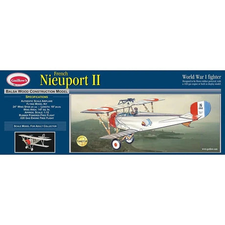 Guillows Nieuport II - Laser Cut Balsa Plane Model Kit - Hobbytech Toys