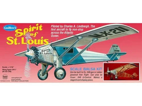 Guillows Spirit of St. Louis Balsa Plane Model Kit - Hobbytech Toys