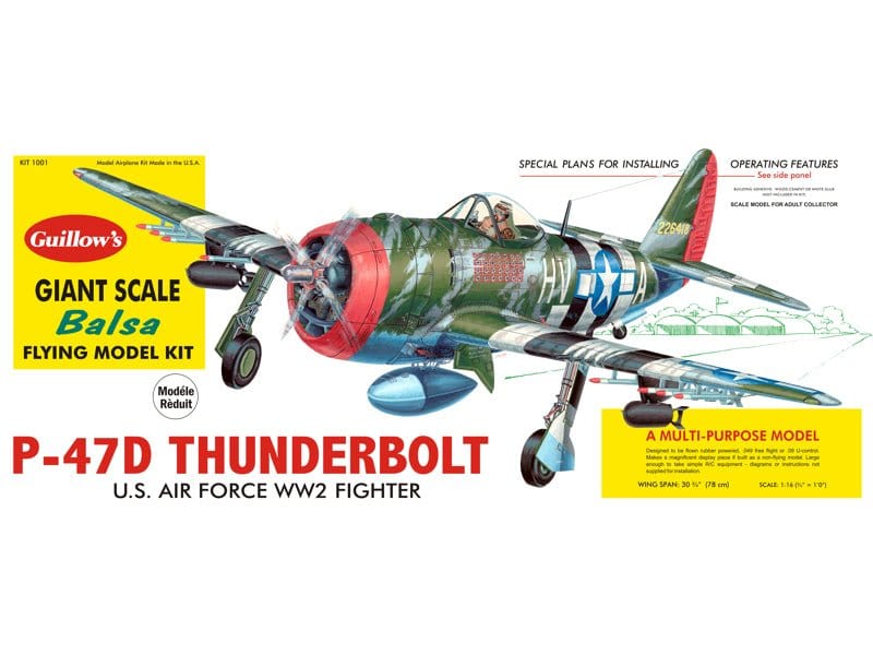 Guillows Thunderbolt Balsa Plane Model Kit - Hobbytech Toys
