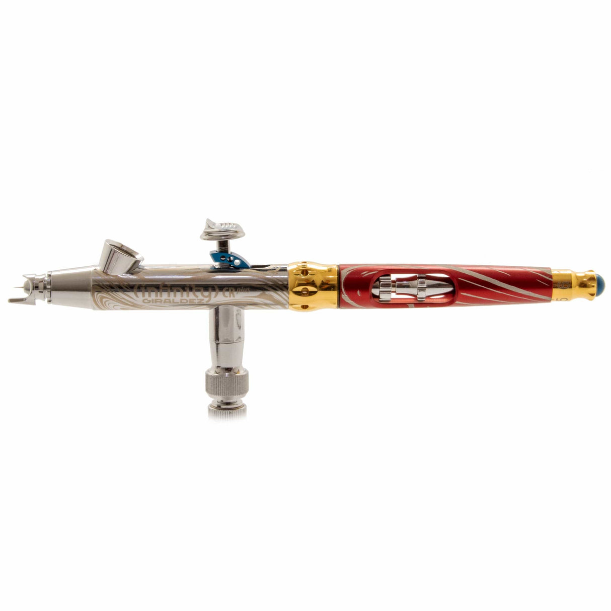Harder & Steenbeck 129514 Infinity Giraldez 2-in-1 airbrush with 0.2mm and 0.4mm nozzles, a precision tool for detailed painting.