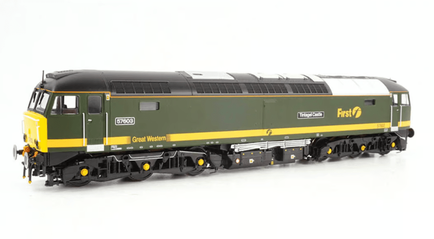 Heljan OO Scale Class 57 FGW Fag Packet Green 57603 Tintagel Castle Diesel Locomotive - DC - Hobbytech Toys