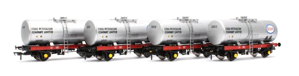 Heljan OO Scale Tank Wagon ESSO Original Silver A Tank (4 Pack)