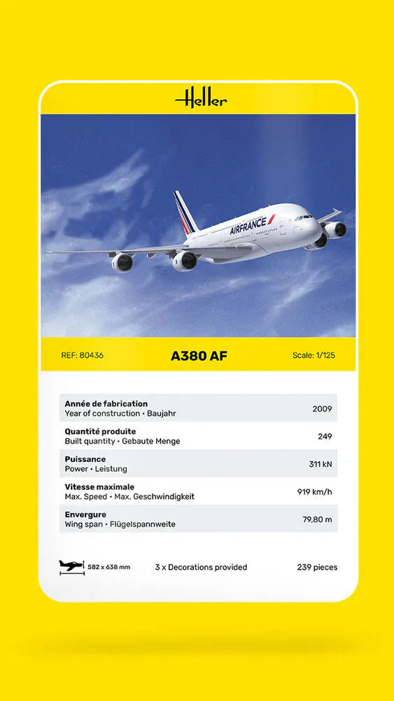 Heller 1/125 Airbus A380 Air France Plastic Model Kit