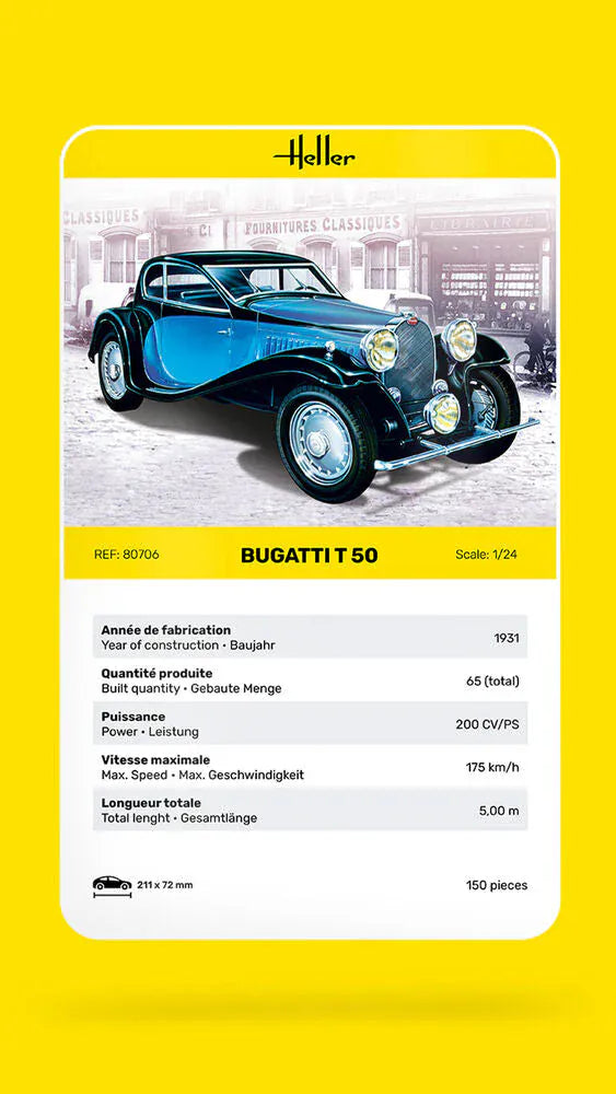 Heller 1/24 Bugatti T 50 Plastic Model Kit