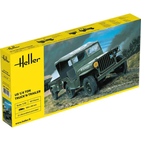 Heller 1/35 US 1/4 Ton Willys Truck & Trailer Plastic Model Kit