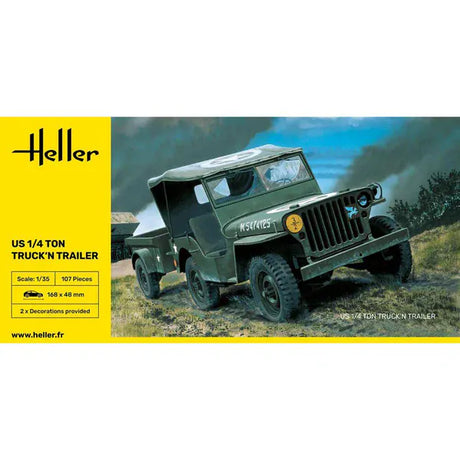 Heller 1/35 US 1/4 Ton Willys Truck & Trailer Plastic Model Kit