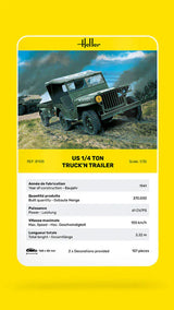 Heller 1/35 US 1/4 Ton Willys Truck & Trailer Plastic Model Kit