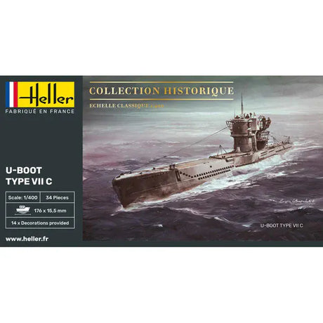 Heller 1/400 U-Boat Type VII C Plastic Model Kit
