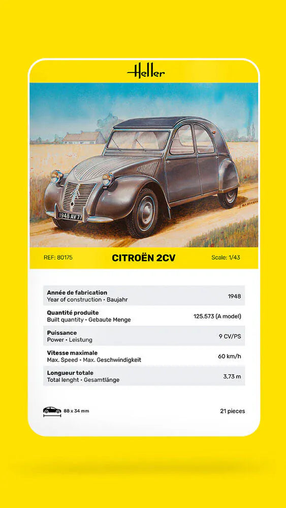 Heller 1/43 Citroen 2CV Plastic Model Kit
