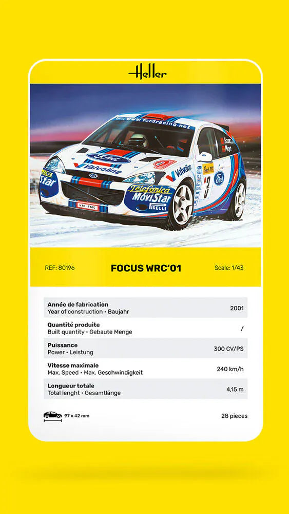 Heller 1/43 Ford Focus WRC01 Plastic Model Kit