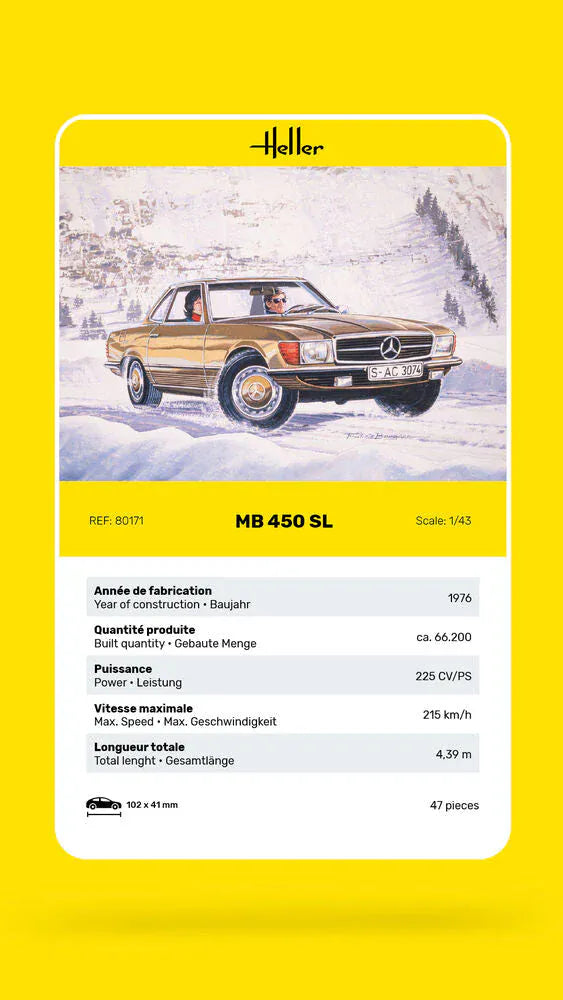 Heller 1/43 Mercedes-Benz 450SL Plastic Model Kit