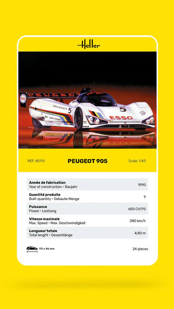 Heller 1/43 Peugeot 905 Plastic Model Kit