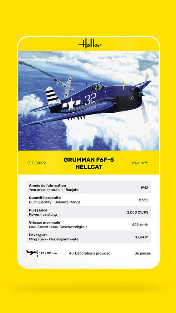 Heller 1/72 F6F Hellcat Plastic Model Kit
