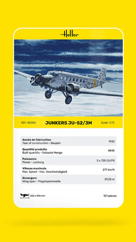 Heller 1/72 Junkers Ju-52/3m Plastic Model Kit