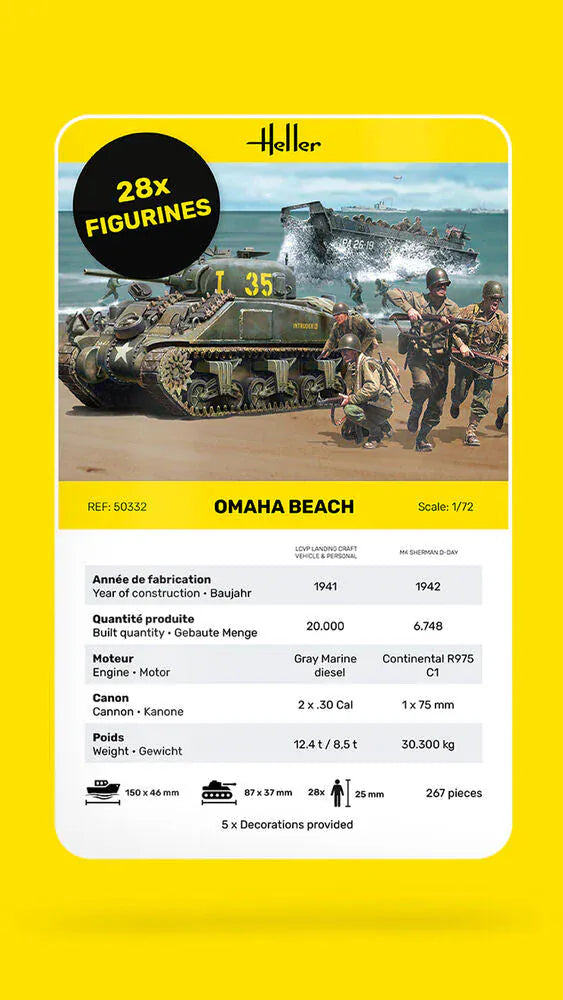 Heller 1/72 Omaha Beach Scene Plastic Model Kit