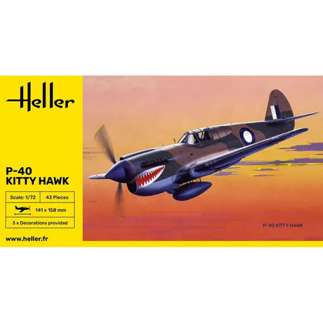 Heller 1/72 P-40E Kitty Hawk with RAAF Decals Plastic Model Kit