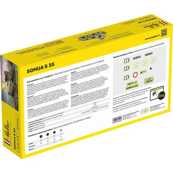 Heller 1/72 Somua S-35 Tank Plastic Model Kit