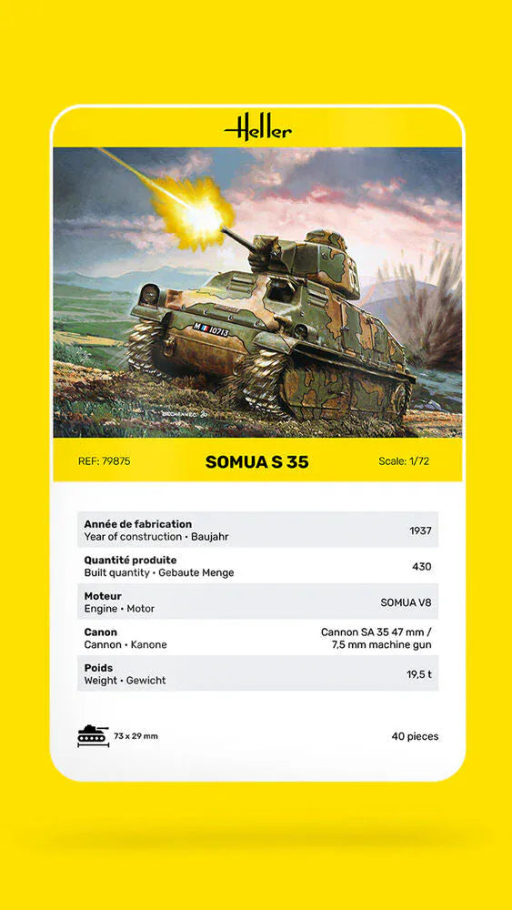 Heller 1/72 Somua S-35 Tank Plastic Model Kit