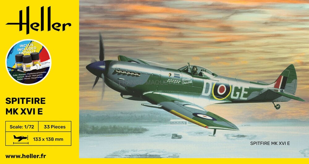 Heller HLL56282 Supermarine Spitfire Mk XVI E 1/72 Starter Kit