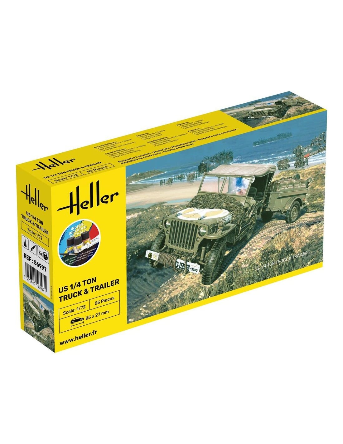 Heller HLL56997 US 1/4 Ton Truck & Trailer 1/72 Starter Kit