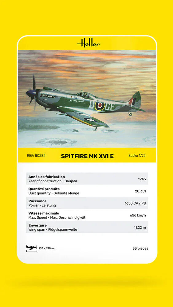 Heller 1/72 Supermarine Spitfire Mk.XVI Plastic Model Kit