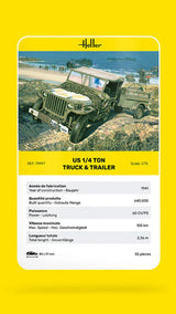 Heller 1/72 US 1/4 Ton Willys Truck & Trailer Plastic Model Kit