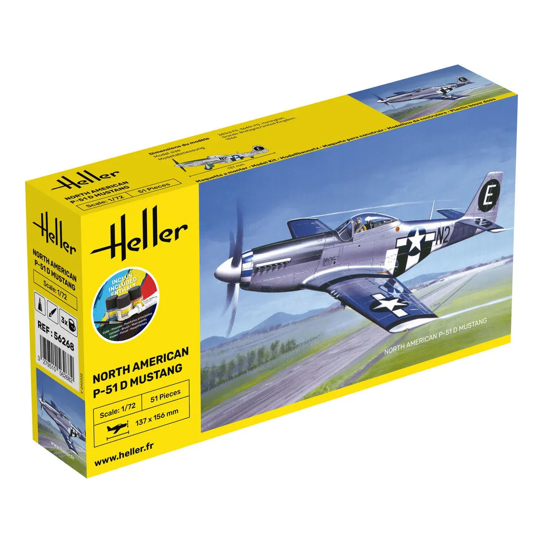 Heller HLL56268 P-51D Mustang 1/72 Starter Kit