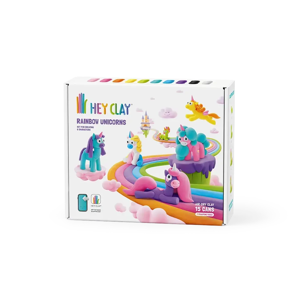 Hey Clay Rainbow Unicorns Set