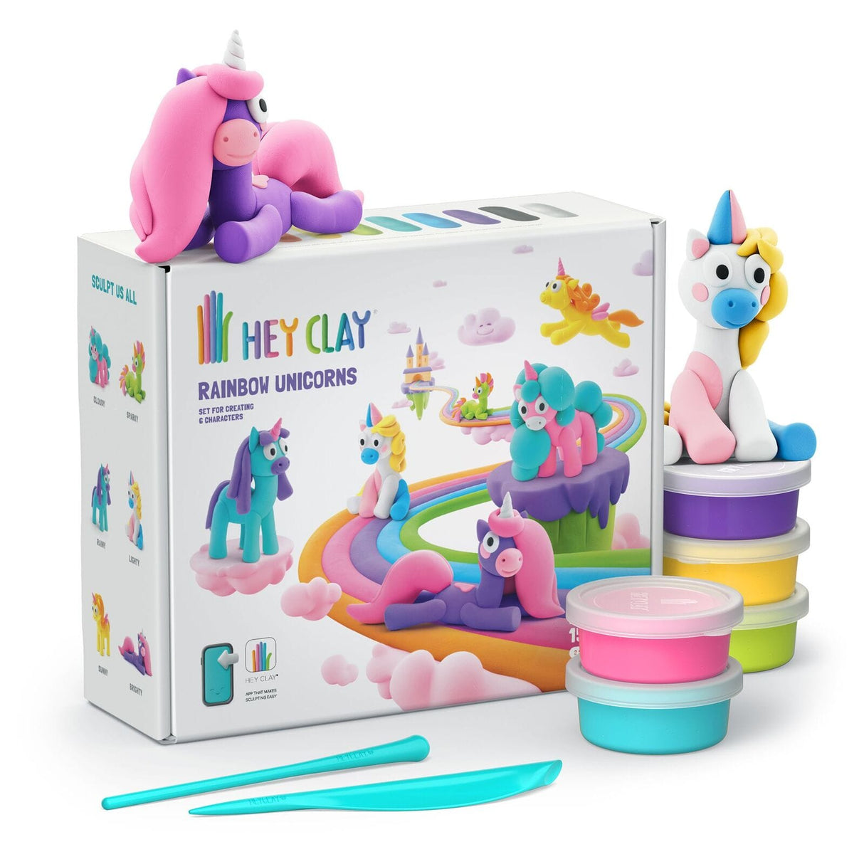 Hey Clay Rainbow Unicorns Set