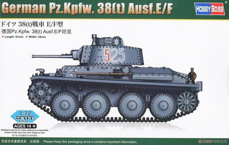 HobbyBoss 82956 1/72 German Pz.Kpfw. 38(t) Ausf.E/F Plastic Model Kit - Hobbytech Toys