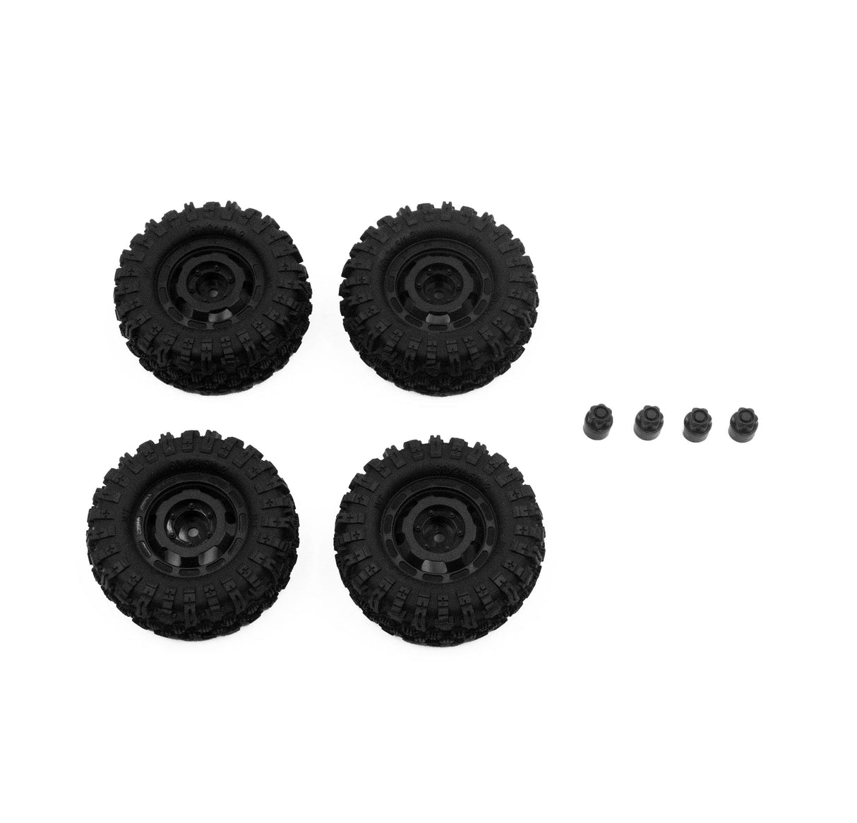 HobbyPlus CR18P Truck Wheel/Mudder Tire Set, Black [240443]