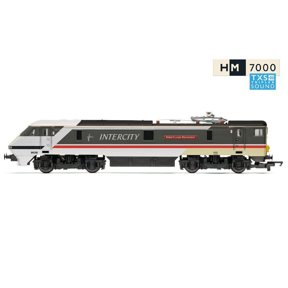 Hornby OO Scale Railroad BR Intercity Class 91 Robert Louis Stevenson 91018 - Sound Fitted [R30527TXS]