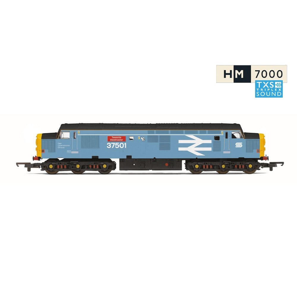Hornby OO Scale Railroad BRitish Steel Class 37 Teesside Steelmaster 37501 - Sound Fitted [R30545TXS]