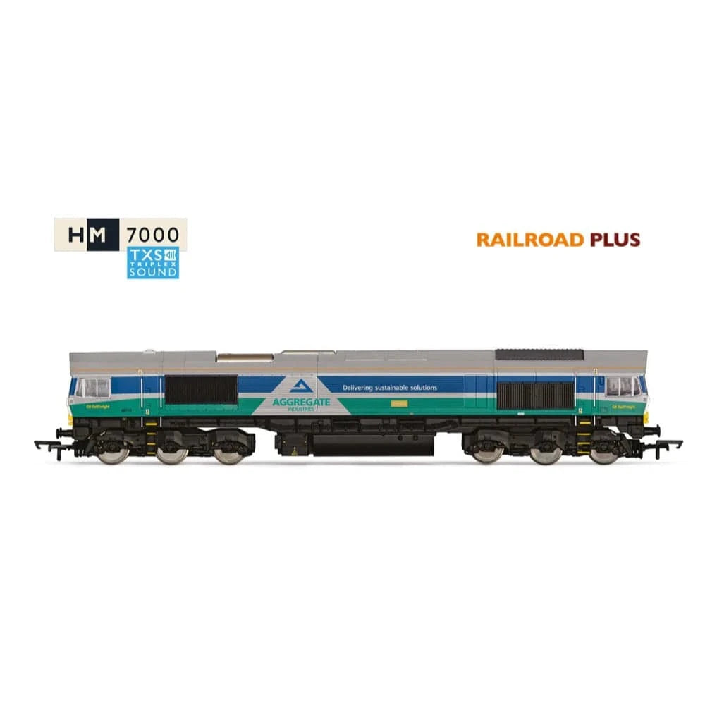 Hornby OO Scale Railroad Plus: Class 66 - Aggregates industried - 67711 Sence Digital Diesel Locomotive (DCC Sound Fitted) [R30428TXS]