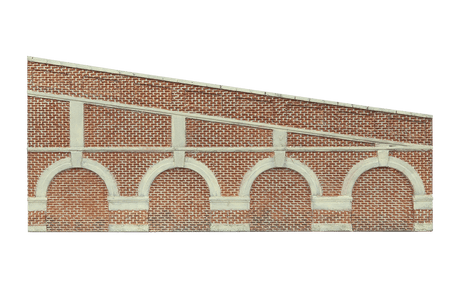 Hornby R7386 OO Scale Mid Stepped Arched Retaining Walls - Red Brick (2pcs) - Hobbytech Toys