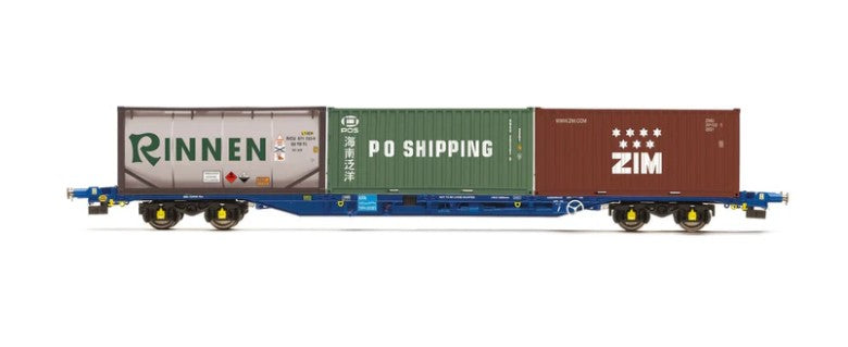 Hornby R60239 OO Scale KFA Container Wagon With 2 X 20 Containers & 1 X 20 Tanktainer - Era 11