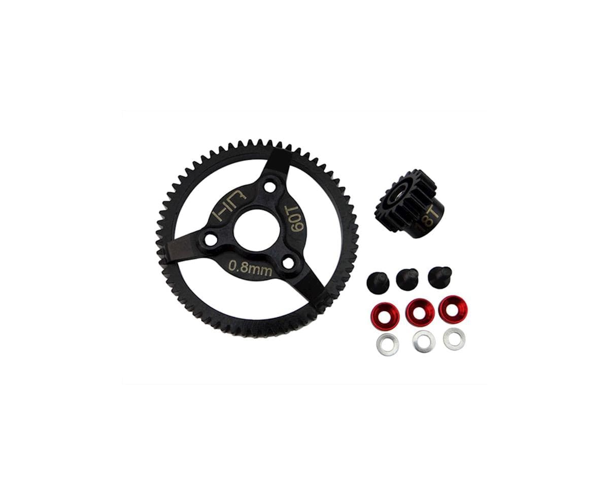 Hot Racing 32P Steel Pinion & Spur Gear Set (Red) (18T/60T) For Slash, Rustler, Stampede, Bandit