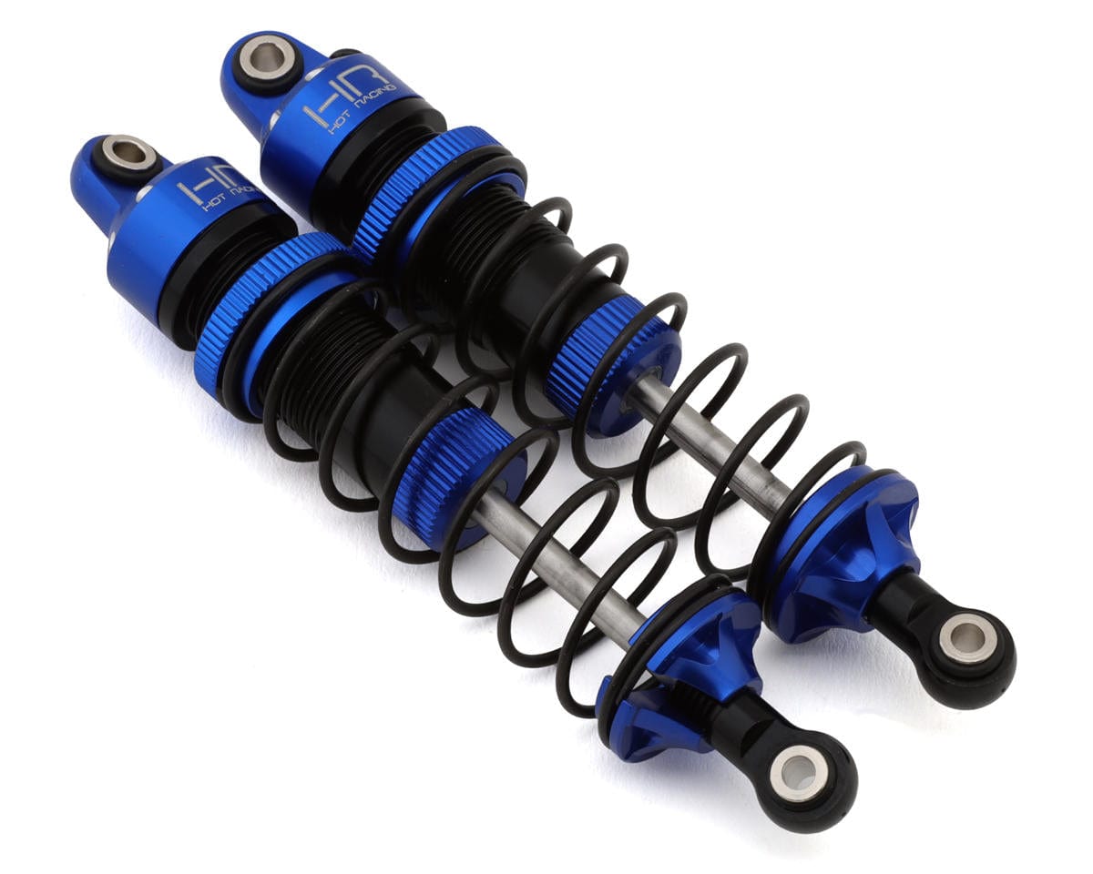Hot Racing 87mm Pre-Assembled Aluminum Threaded Shocks for Traxxas Mini Maxx (Blue) (2)