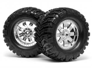 HPI Mounted Super Mudders Tire 165X88mm On Ringz Wheel Shiny Chrome [4726]