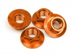 HPI Serrated Flange Nut M4 (Orange/4Pcs) [87267]