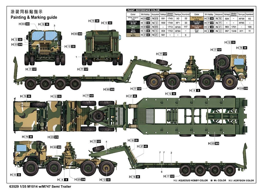 I Love Kit 1/35 M1014 w/M747 Semi Trailer Plastic Model Kit - Hobbytech Toys