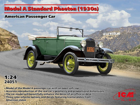 ICM 1/24 ModelA Standard Phaeton 1930s Plastic Model Kit [24051] - Hobbytech Toys