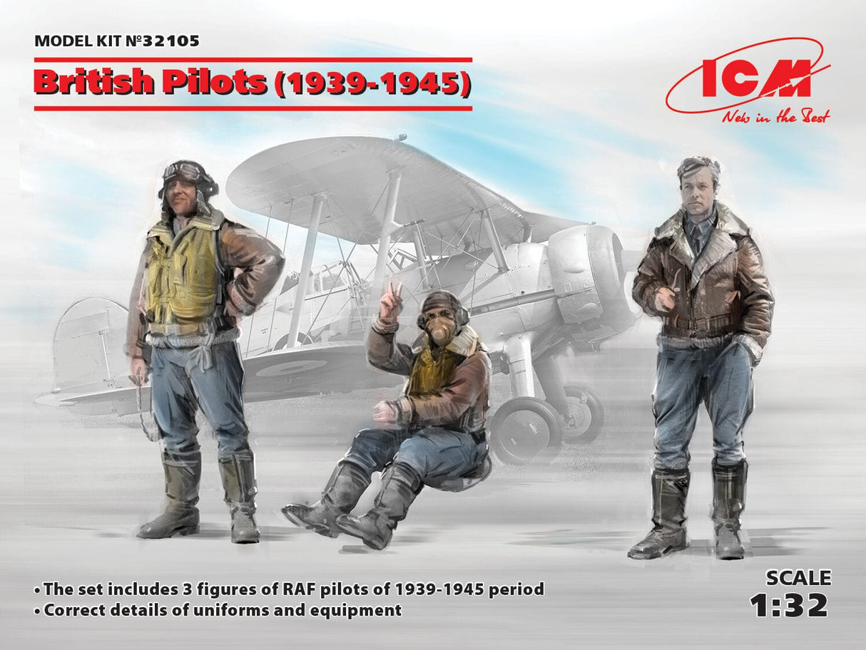 ICM 1/32 British Pilots (1939-1945) (3 Figures) Plastic Model Kit