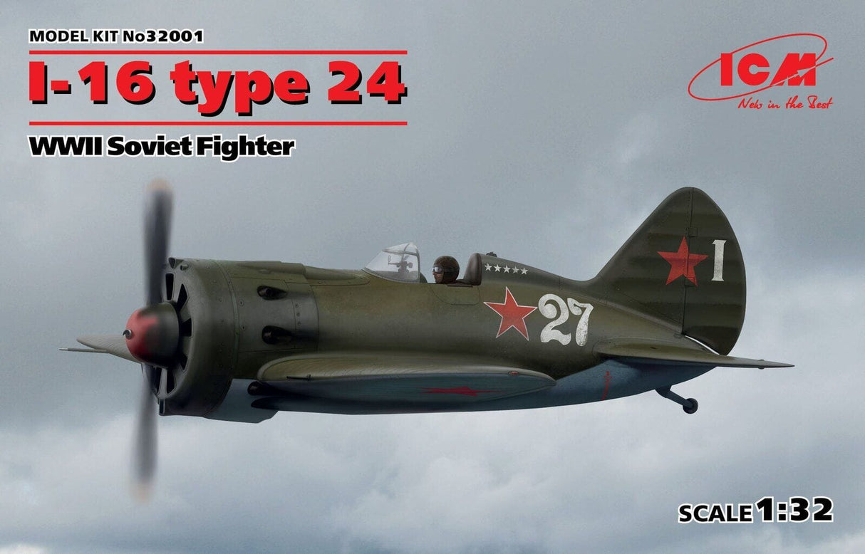 ICM 1/32 I-16 type 24 WWII Soviet Fighter Plastic Model Kit