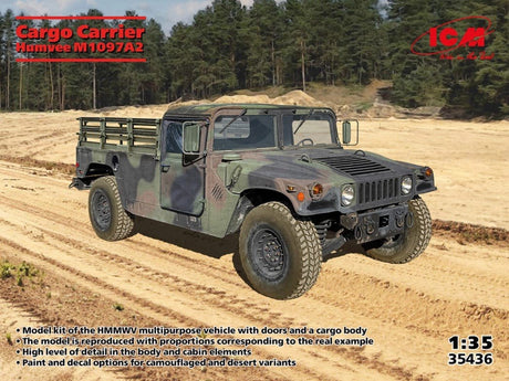 ICM 1/35 Cargo Carrier Humvee M1097A2 Plastic Model Kit [35436] - Hobbytech Toys