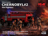 ICM 1/35 Chernobyl#2. Fire Fighters (AC-40-137A firetruck & 4 Figures & diorama base with background) Plastic Model Kit